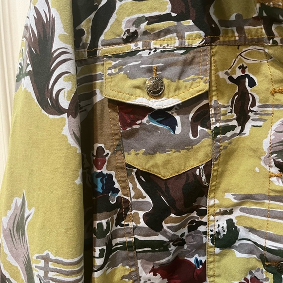 Desert Diva Western Rodeo Cowboy Print Jacket Sz XL greenish yellow - Picture 3 of 9
